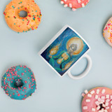 FLAMES OF AWAKENING White Glossy Ceramic Mug - Energy Art by Karina Woldt