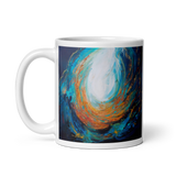 FIREFLOW White Glossy Ceramic Mug - Energy Art by Karina Woldt