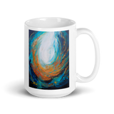 FIREFLOW White Glossy Ceramic Mug - Energy Art by Karina Woldt