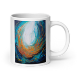 FIREFLOW White Glossy Ceramic Mug - Energy Art by Karina Woldt