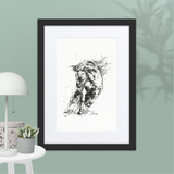 Horse Ink Painting 9 | Al Choi Energy Art | Framed Paper Print with Mat