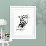 Horse Ink Painting 9 | Al Choi Energy Art | Framed Paper Print with Mat