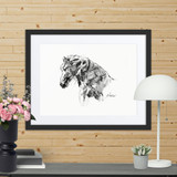 Horse Ink Painting 10 | Al Choi Energy Art | Framed Paper Print with Mat