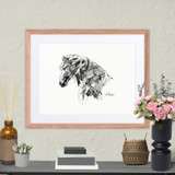 Horse Ink Painting 10 | Al Choi Energy Art | Framed Paper Print with Mat