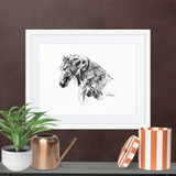 Horse Ink Painting 10 | Al Choi Energy Art | Framed Paper Print with Mat