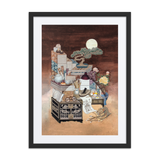 After Everyone Falls Asleep - Energy Art by Meekyung Shin - Framed Paper Print with Mat