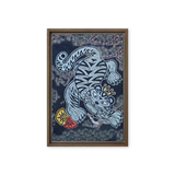 The Tiger Heralds Good Fortune - Energy Art by Meekyung Shin - Framed Canvas Print