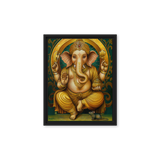 Golden Ganesh - Energy Art by Matthew Smith - Framed Canvas Print