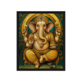 Golden Ganesh - Energy Art by Matthew Smith - Framed Canvas Print