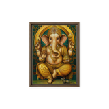 Golden Ganesh - Energy Art by Matthew Smith - Framed Canvas Print