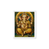 Golden Ganesh - Energy Art by Matthew Smith - Framed Canvas Print
