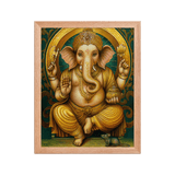 Golden Ganesh - Energy Art by Matthew Smith - Framed Paper Print