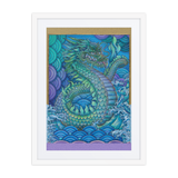 Blue Dragon - Energy Art by Matthew Smith - Framed Paper Print with Mat