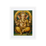Golden Ganesh - Energy Art by Matthew Smith - Framed Paper Print with Mat
