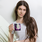 BEYOND THE PERIPHERY White Glossy Ceramic Mug - Energy Art by Rebecca Bond