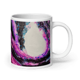 BEYOND THE PERIPHERY White Glossy Ceramic Mug - Energy Art by Rebecca Bond