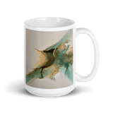 FLIGHT White Glossy Ceramic Mug - Energy Art by Rebecca Bond