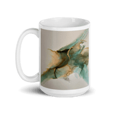 FLIGHT White Glossy Ceramic Mug - Energy Art by Rebecca Bond