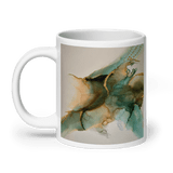 FLIGHT White Glossy Ceramic Mug - Energy Art by Rebecca Bond