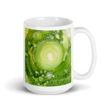 HEART CHAKRA White Glossy Ceramic Mug - Energy Art by Rebecca Bond