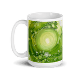 HEART CHAKRA White Glossy Ceramic Mug - Energy Art by Rebecca Bond