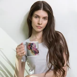IN BLOOM White Glossy Ceramic Mug - Energy Art by Rebecca Bond