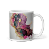 IN BLOOM White Glossy Ceramic Mug - Energy Art by Rebecca Bond