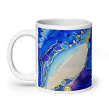 THROAT CHAKRA White Glossy Ceramic Mug - Energy Art by Rebecca Bond
