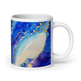 THROAT CHAKRA White Glossy Ceramic Mug - Energy Art by Rebecca Bond