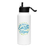 WE'RE EARTH CITIZENS | Stainless Steel Water Bottle with a Straw Lid