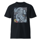 THE TIGER HERALDS GOOD FORTUNE Unisex Premium Cotton T-shirt Energy Art by Meekyung Shin - Dark