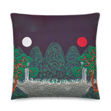 The Sun, the Moon, and the Five Peaks Throw Pillow by Meekyung Shin