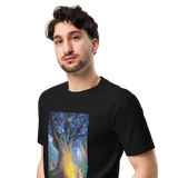 FOREST OF DANCING SOULS Unisex Premium Cotton T-shirt Energy Art by Al Choi - Dark