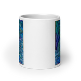 BLUE DRAGON White Glossy Ceramic Mug - Energy Art by Matthew Smith