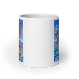 FLOW OF GRACE White Glossy Ceramic Mug - Energy Art by Matthew Smith