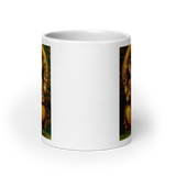 GOLDEN GANESH White Glossy Ceramic Mug - Energy Art by Matthew Smith