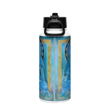 Blue Buddha - Energy Art by Matthew Smith - Stainless Steel Water Bottle with a Straw Lid