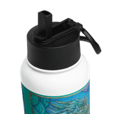 Blue Dragon - Energy Art by Matthew Smith - Stainless Steel Water Bottle with a Straw Lid