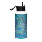 Blue Dragon - Energy Art by Matthew Smith - Stainless Steel Water Bottle with a Straw Lid