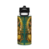 Golden Ganesh - Energy Art by Matthew Smith - Stainless Steel Water Bottle with a Straw Lid