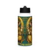 Golden Ganesh - Energy Art by Matthew Smith - Stainless Steel Water Bottle with a Straw Lid