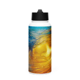 Wave of Thought - Energy Art by Matthew Smith - Stainless Steel Water Bottle with a Straw Lid