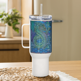 Blue Dragon - Energy Art by Matthew Smith - Travel Mug with a Handle