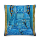 Blue Buddha Throw Pillow by Matthew Smith