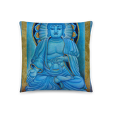 Blue Buddha Throw Pillow by Matthew Smith