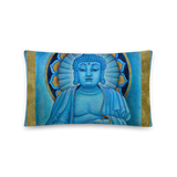 Blue Buddha Throw Pillow by Matthew Smith