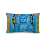 Blue Buddha Throw Pillow by Matthew Smith