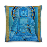 Blue Buddha Throw Pillow by Matthew Smith