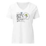 ENERGY FLOWS WHERE THE MIND GOES - Floral | Light | Women’s Relaxed Blended V-neck T-shirt