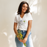 ENERGY FLOWS WHERE THE MIND GOES - Floral | Light | Women’s Relaxed Blended V-neck T-shirt